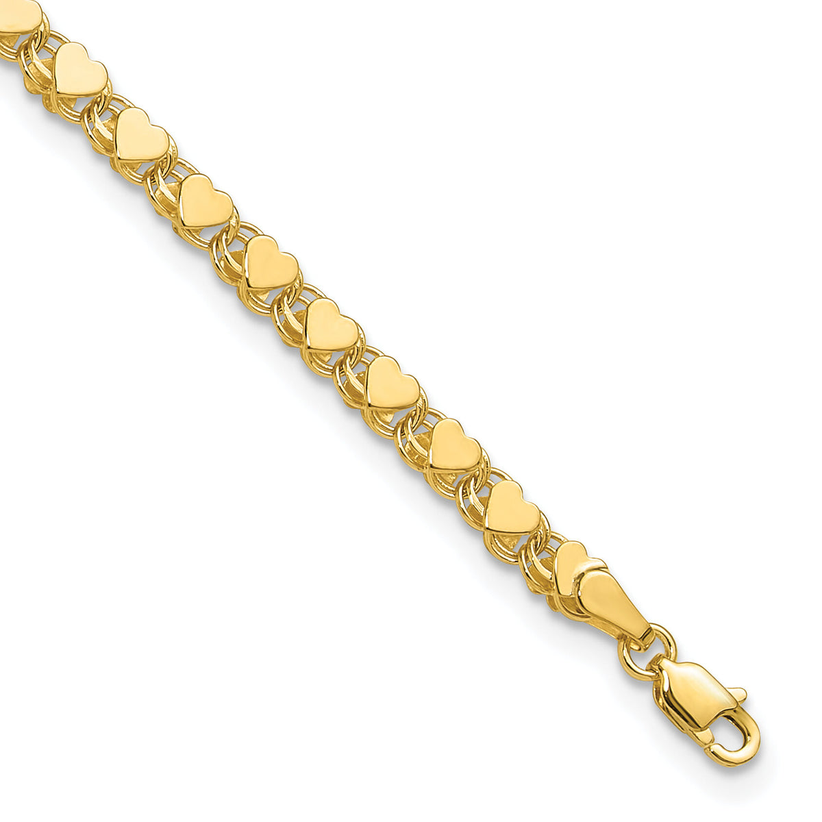14k Polished Double-Sided Heart 9in Anklet-ANK98-9