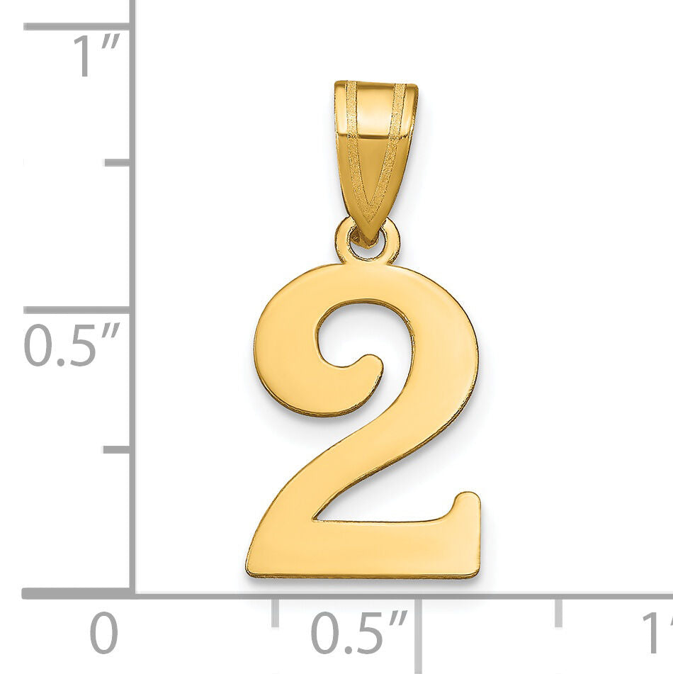 14k Polished Number 2 Pendant-APN02