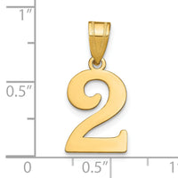 14k Polished Number 2 Pendant-APN02