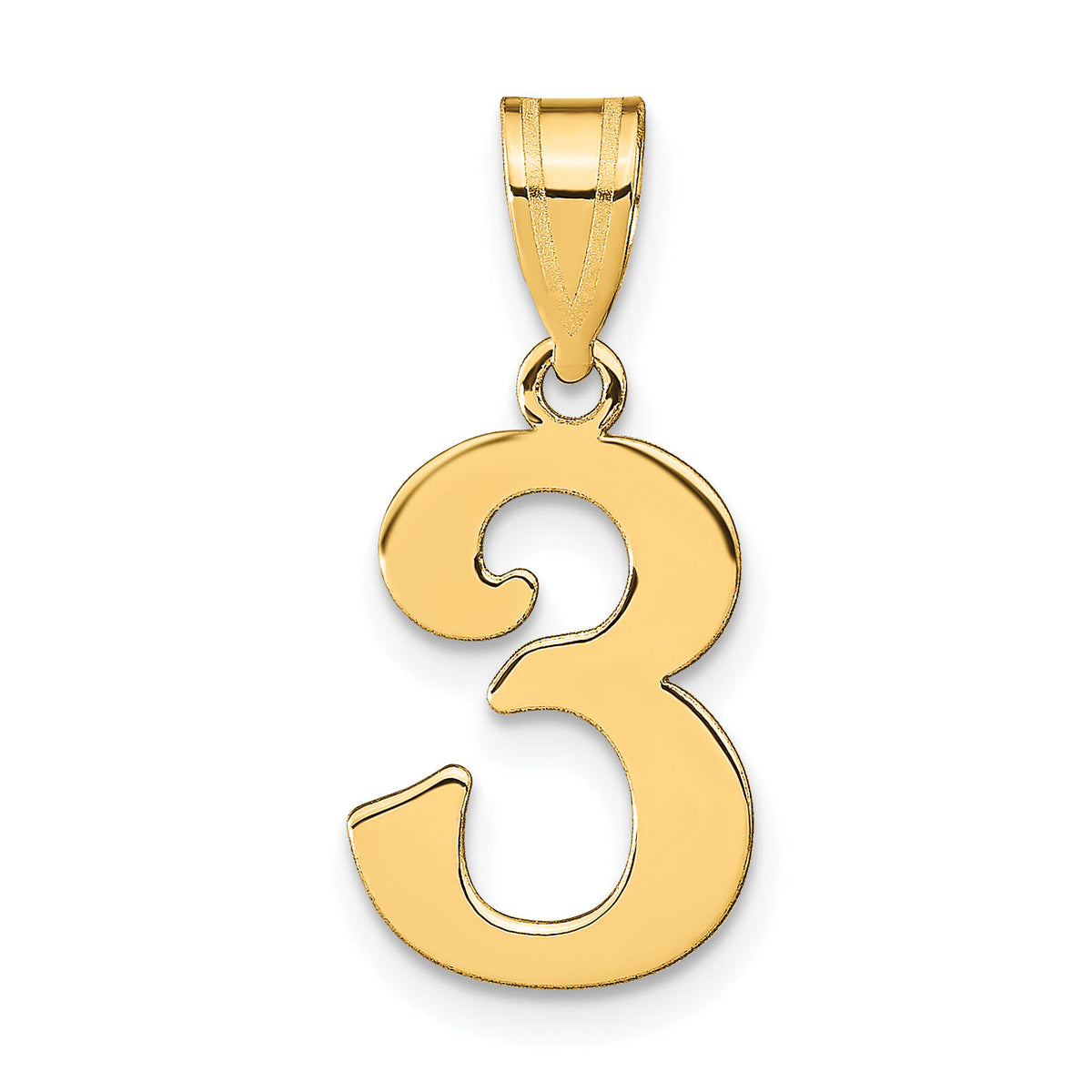 14k Polished Number 3 Pendant-APN03