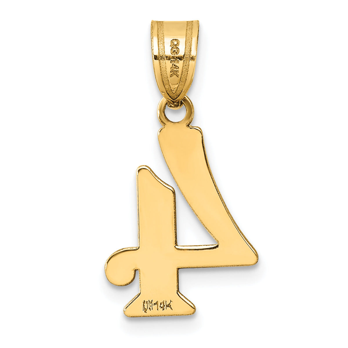 14k Polished Number 4 Pendant-APN04