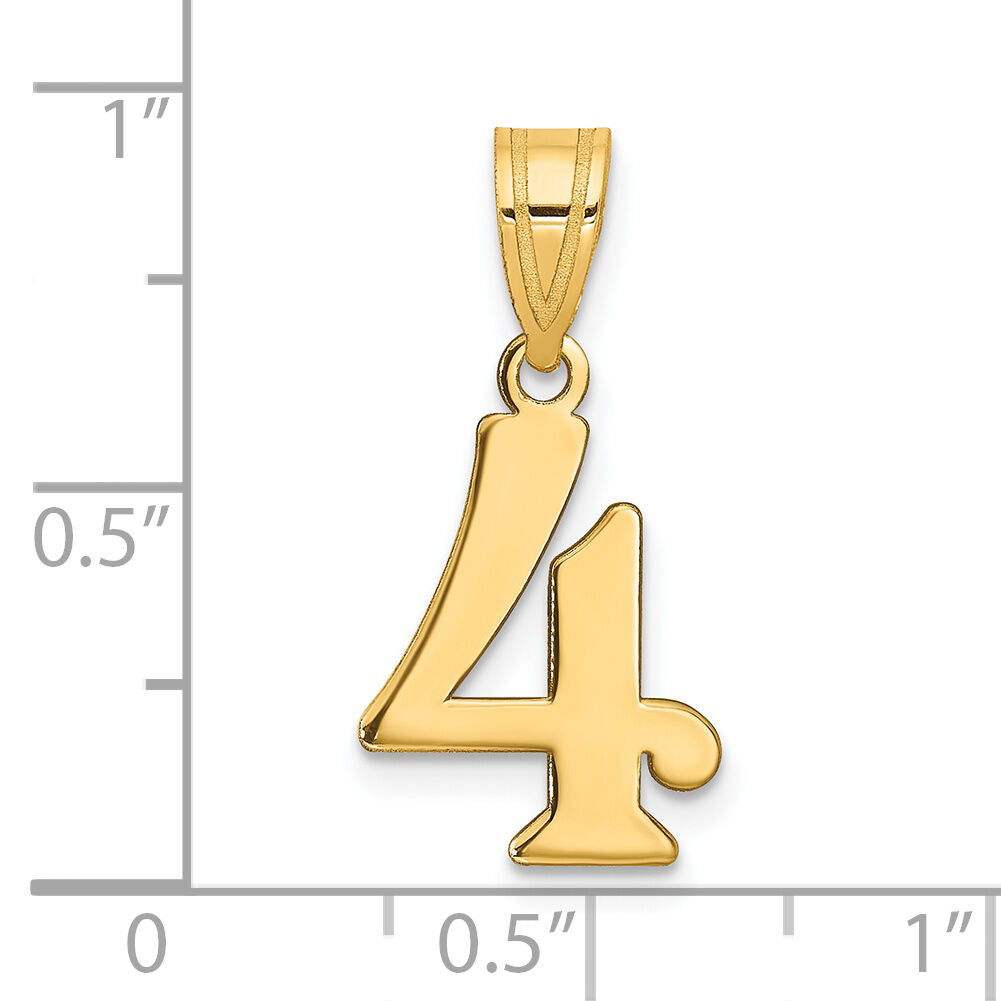 14k Polished Number 4 Pendant-APN04