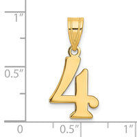 14k Polished Number 4 Pendant-APN04