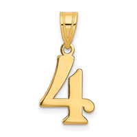 14k Polished Number 4 Pendant-APN04