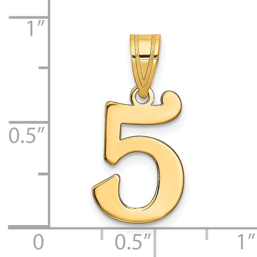 14k Polished Number 5 Pendant-APN05
