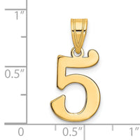 14k Polished Number 5 Pendant-APN05