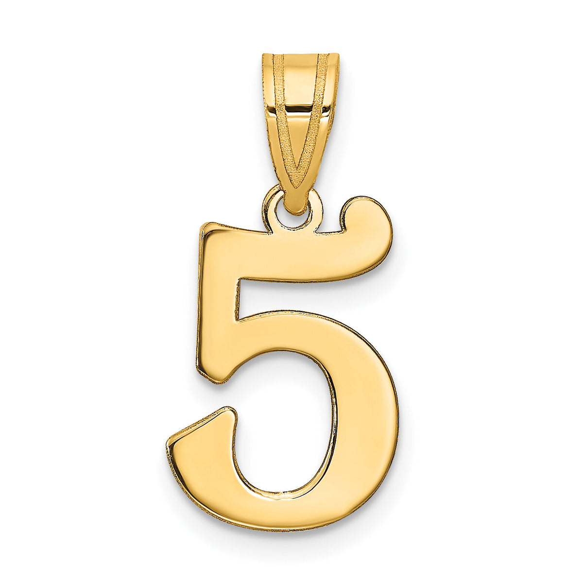 14k Polished Number 5 Pendant-APN05