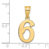 14k Polished Number 6 Pendant-APN06