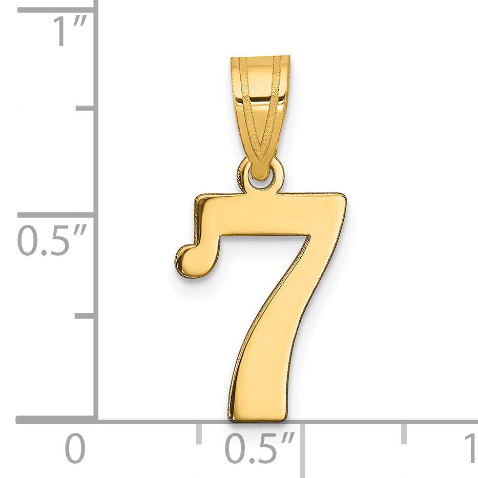 14k Polished Number 7 Pendant-APN07