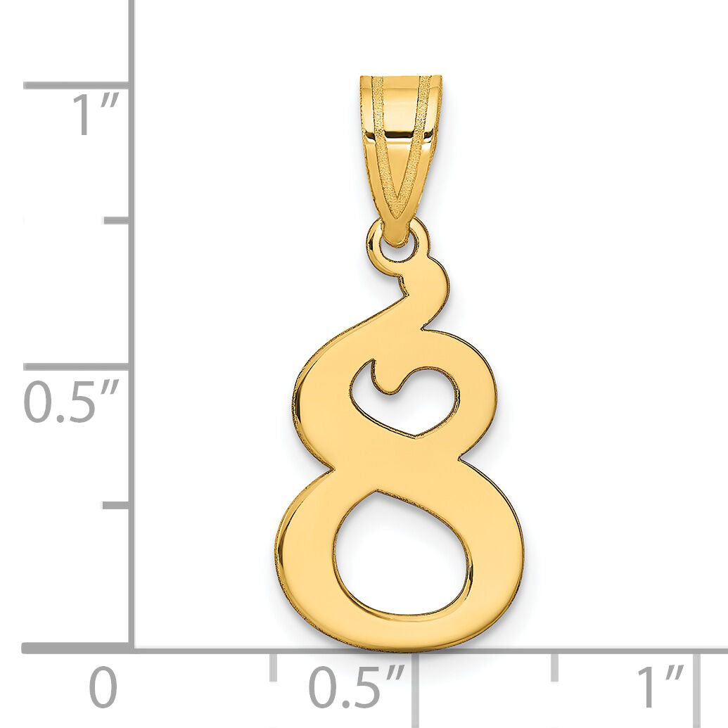 14k Polished Number 8 Pendant-APN08