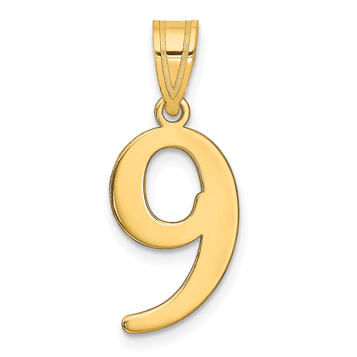 14k Polished Number 9 Pendant-APN09