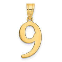 14k Polished Number 9 Pendant-APN09