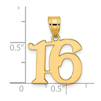 14k Polished Number 16 Pendant-APN16