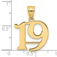 14k Polished Number 19 Pendant-APN19