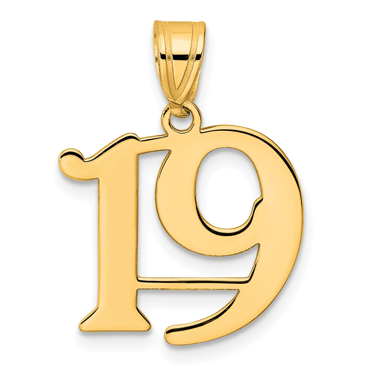 14k Polished Number 19 Pendant-APN19