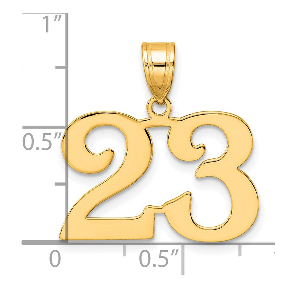 14k Polished Number 23 Pendant-APN23