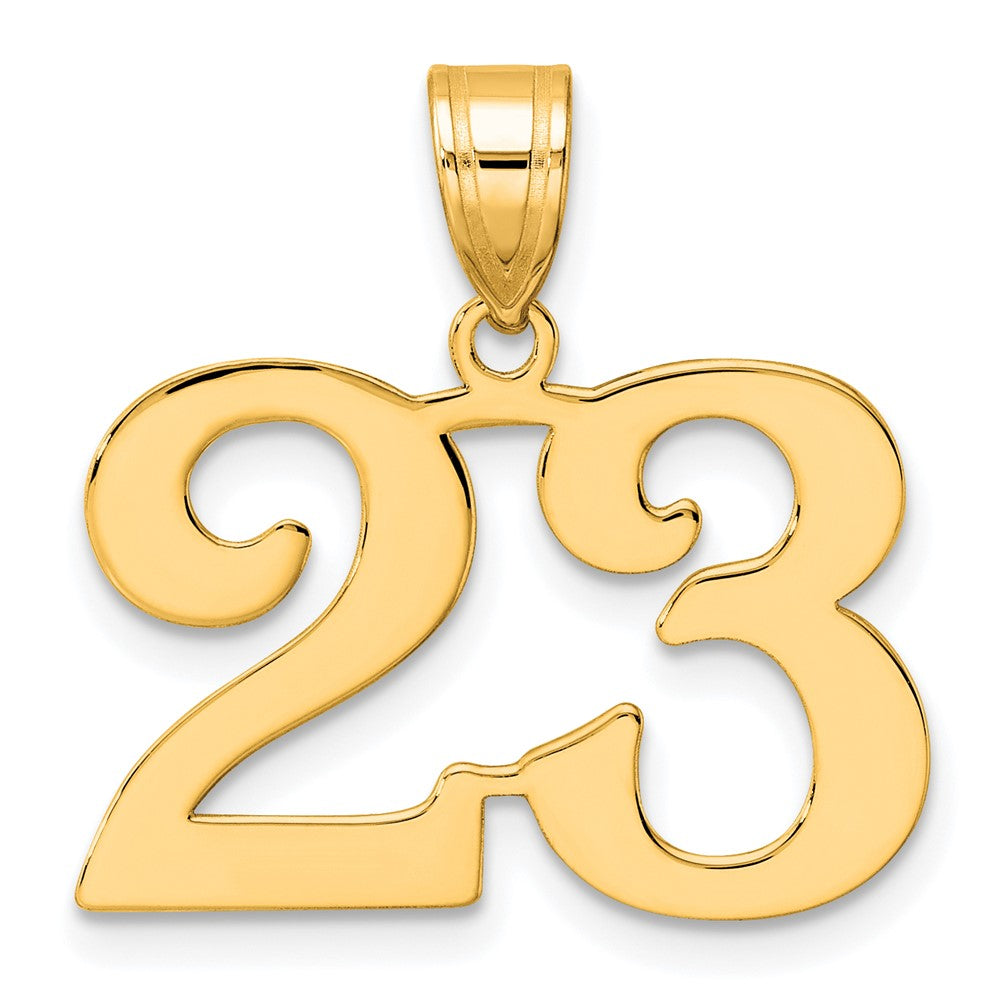 14k Polished Number 23 Pendant-APN23