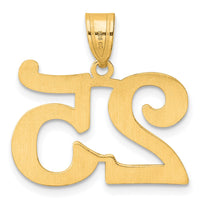 14k Polished Number 25 Pendant-APN25