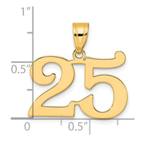 14k Polished Number 25 Pendant-APN25