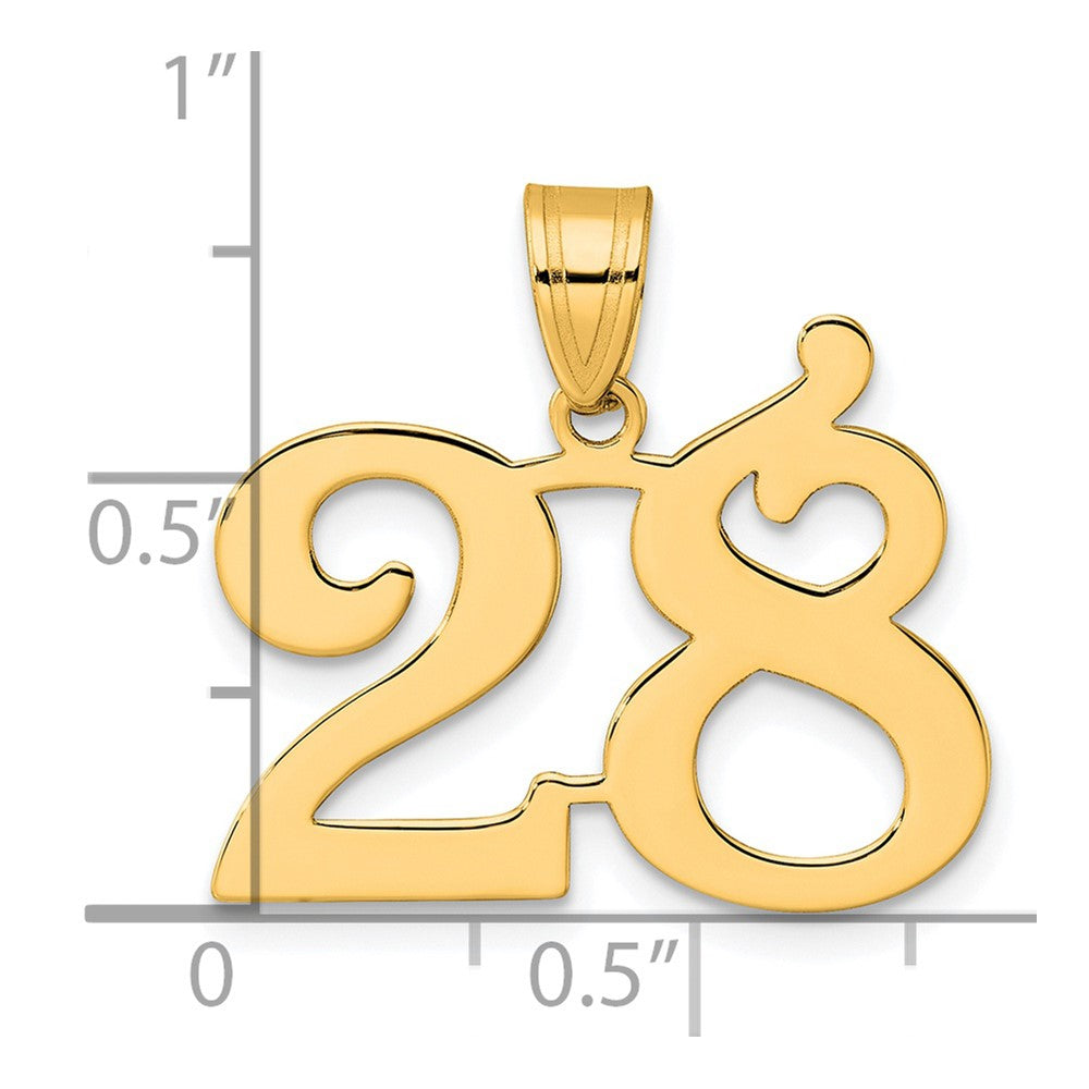 14k Polished Number 28 Pendant-APN28