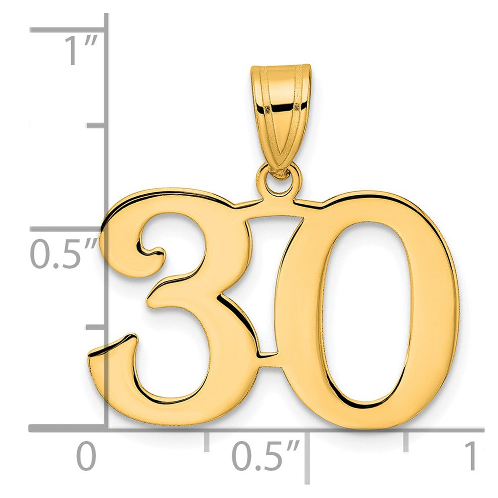 14k Polished Number 30 Pendant-APN30