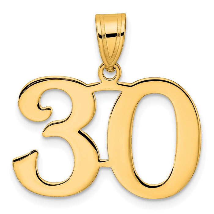 14k Polished Number 30 Pendant-APN30