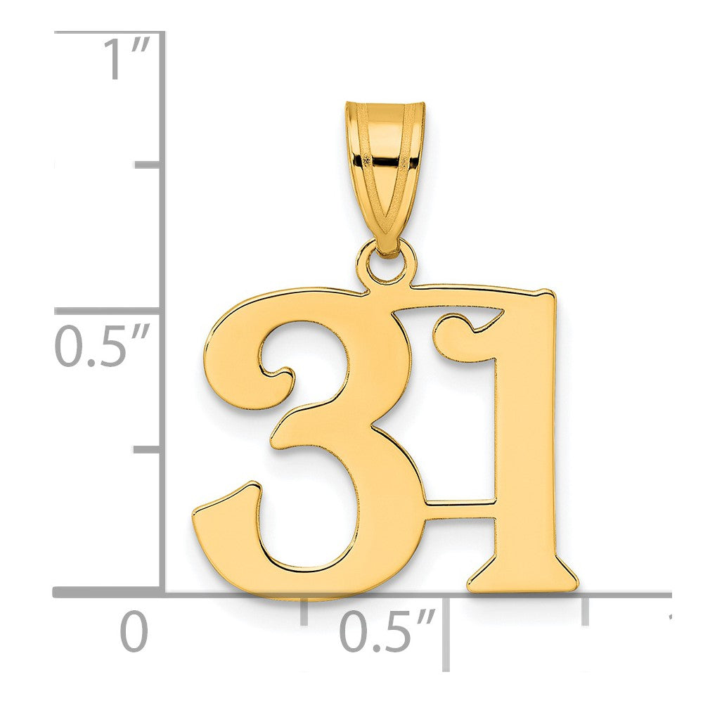 14k Polished Number 31 Pendant-APN31