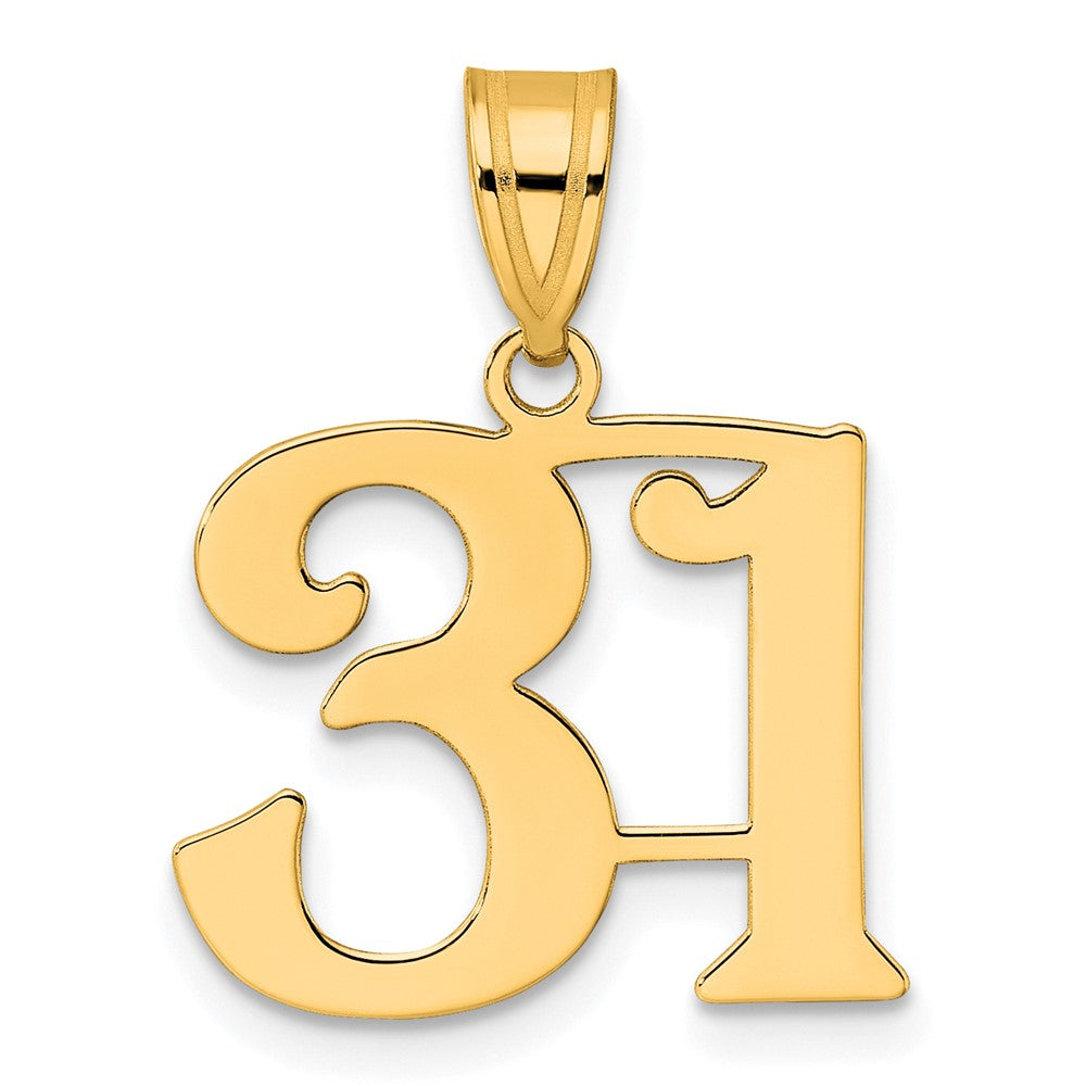 14k Polished Number 31 Pendant-APN31