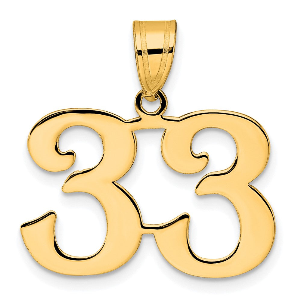 14k Polished Number 33 Pendant-APN33