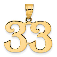 14k Polished Number 33 Pendant-APN33