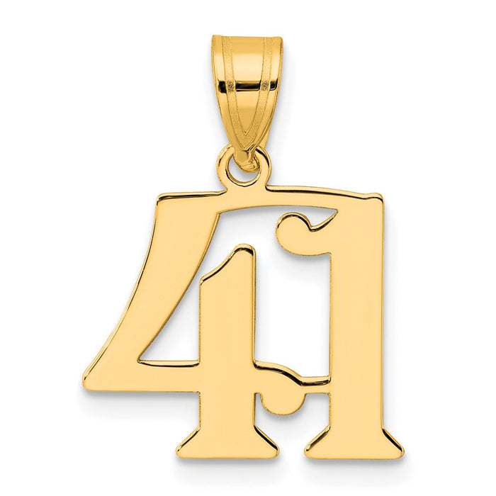 14k Polished Number 41 Pendant-APN41