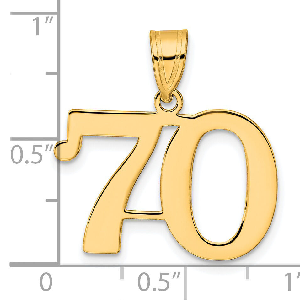 14k Polished Number 70 Pendant-APN70