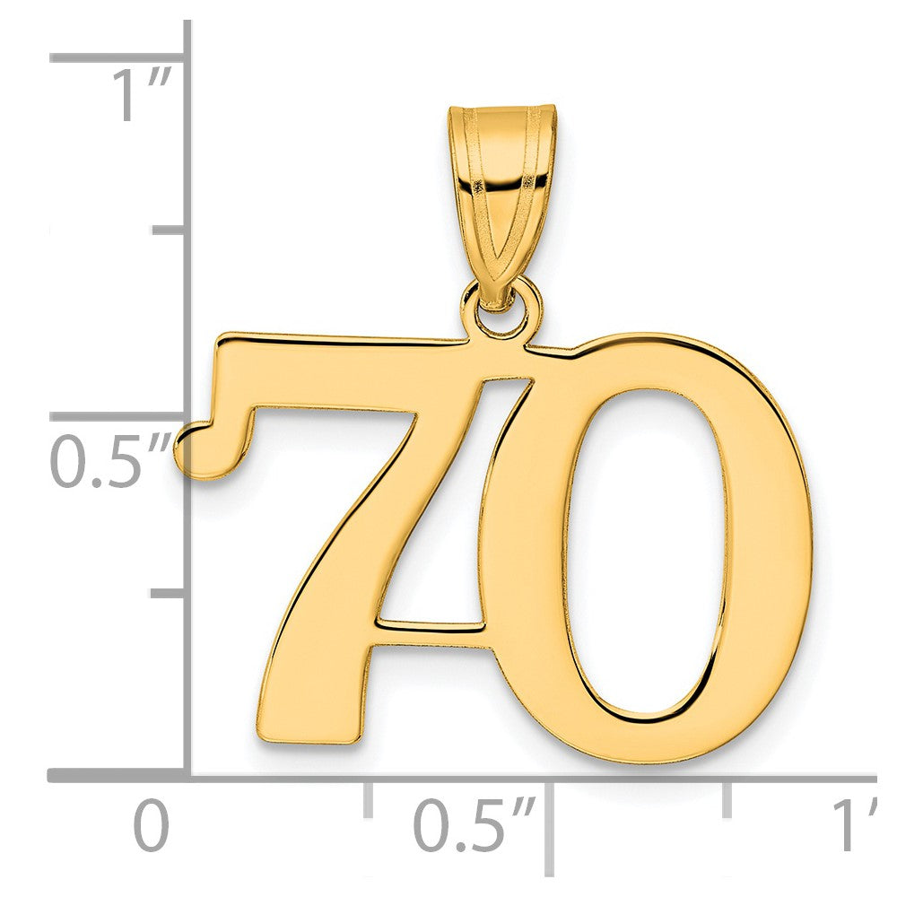 14k Polished Number 70 Pendant-APN70