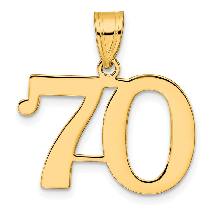 14k Polished Number 70 Pendant-APN70