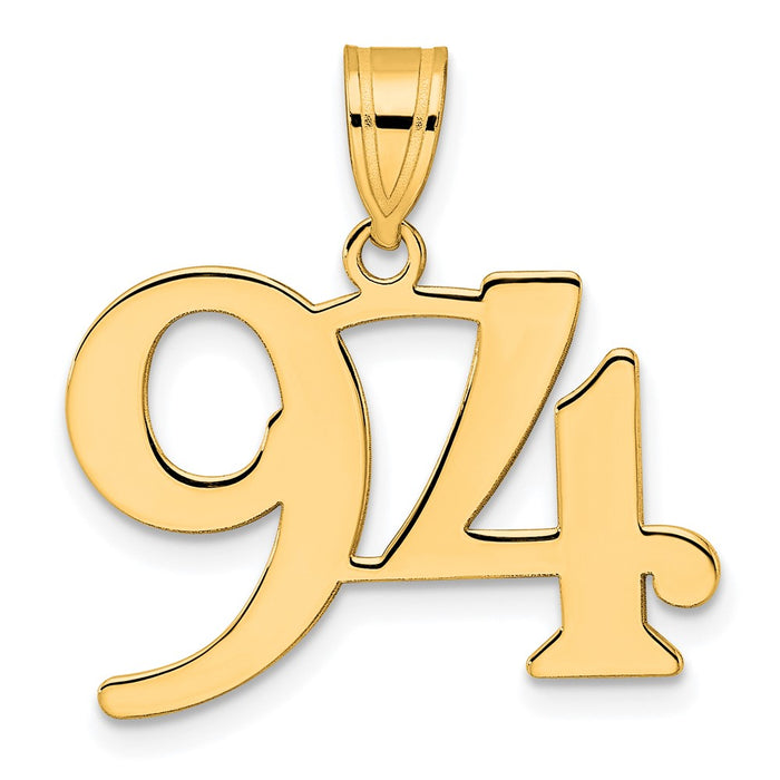 14k Polished Number 94 Pendant-APN94