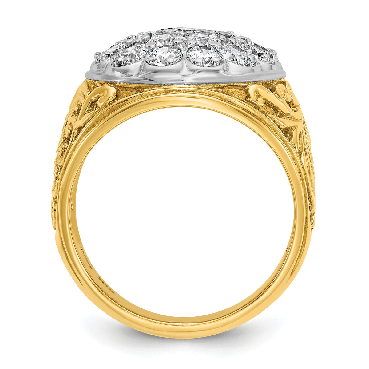 10k Two-tone IBGoodman Men's Polished 2ctw Dia Kentucky Cluster Ring-B01539A
