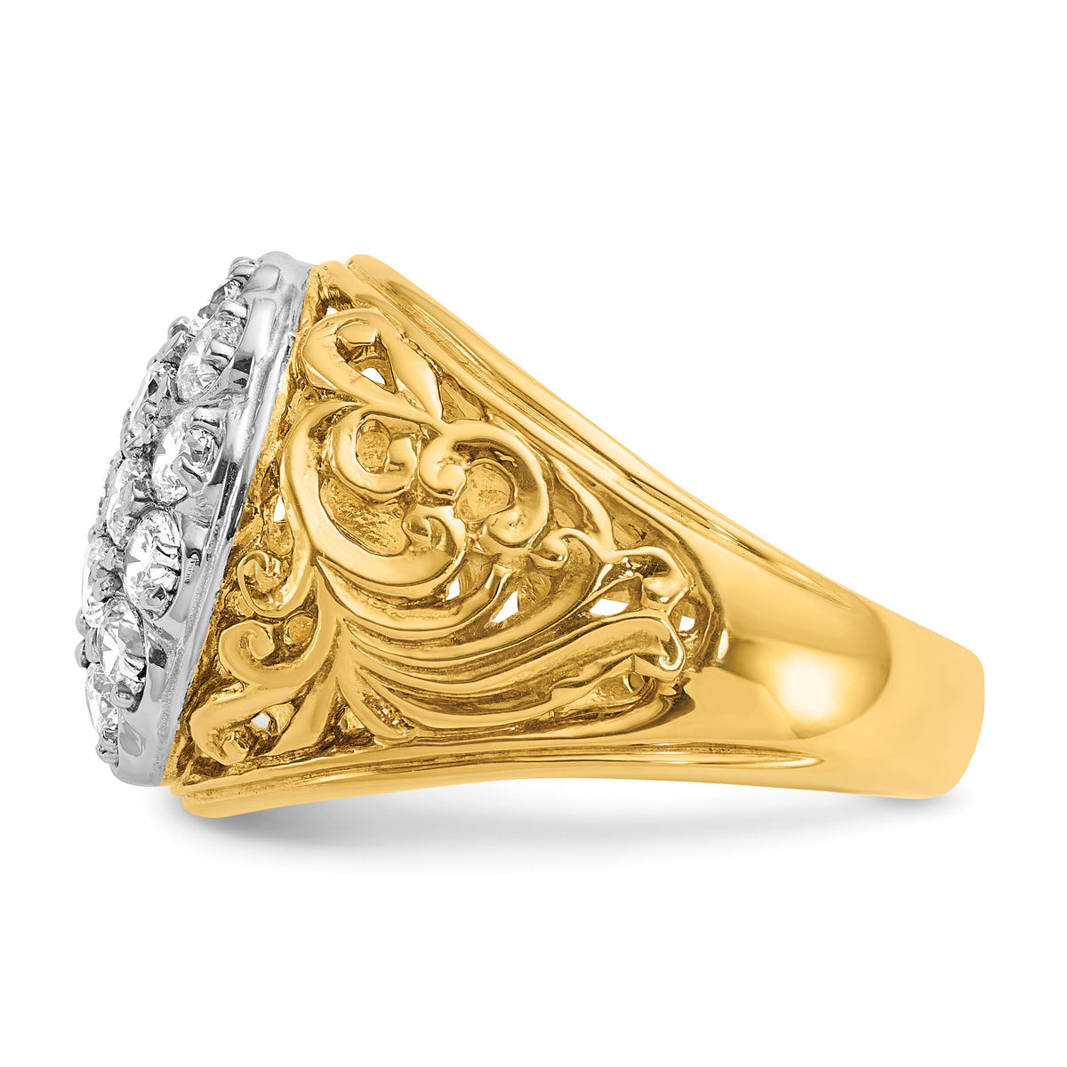 10k Two-tone IBGoodman Men's Polished 2ctw Dia Kentucky Cluster Ring-B01539A