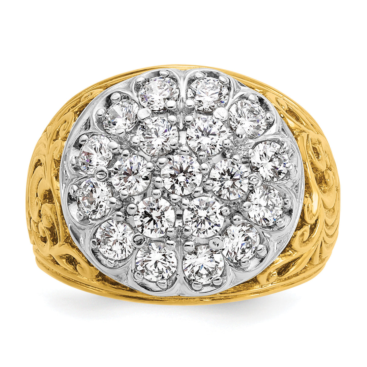 10k Two-tone IBGoodman Men's Polished 2ctw Dia Kentucky Cluster Ring-B01539A
