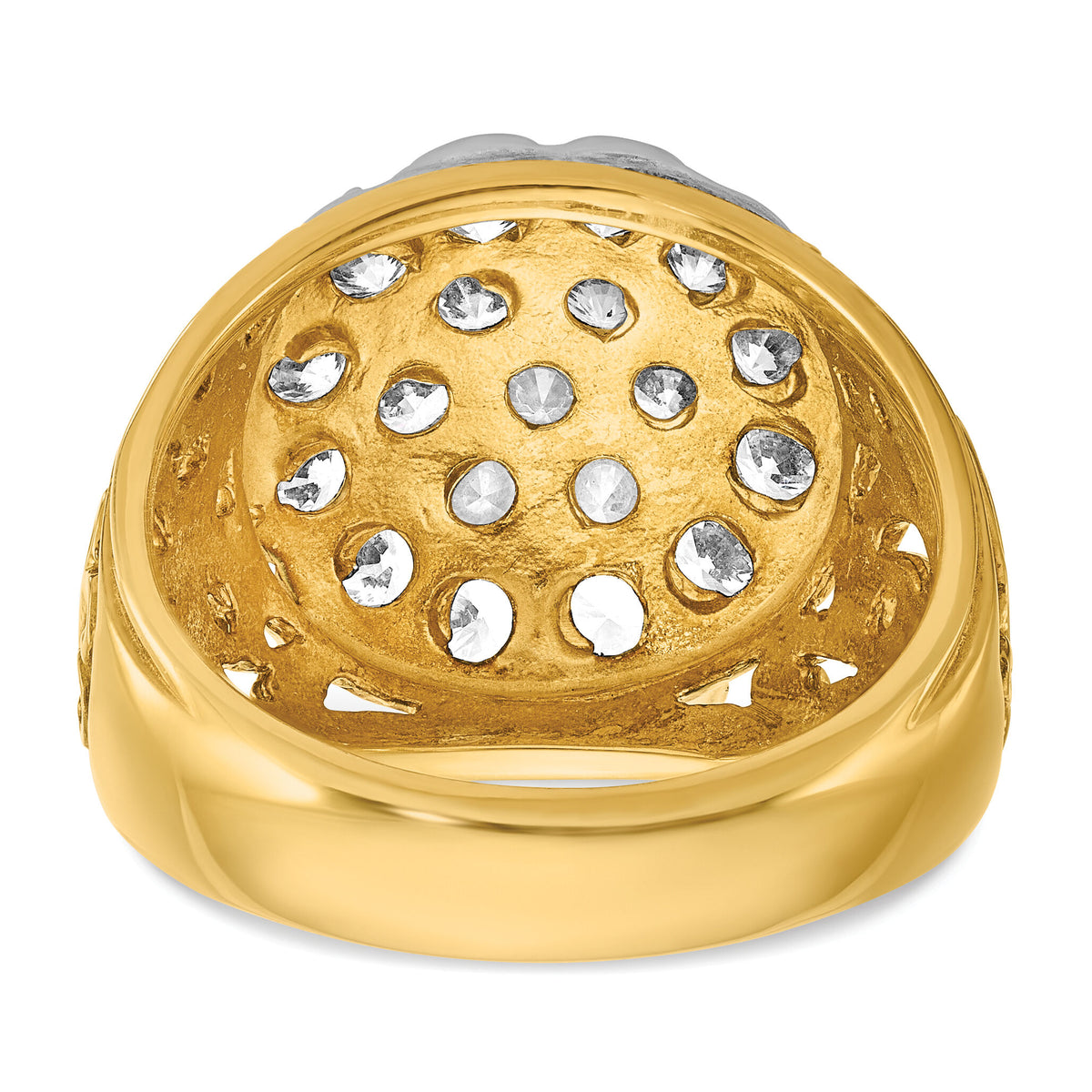 10k Two-tone IBGoodman Men's Polished 2ctw Dia Kentucky Cluster Ring-B01539A