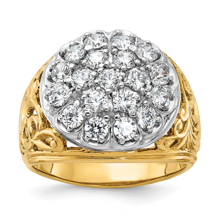 10k Two-tone IBGoodman Men's Polished 2ctw Dia Kentucky Cluster Ring-B01539A