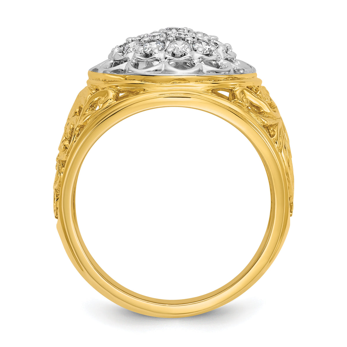 14k Two-Tone 1 ct Lab Grown Diamond VS/SI+ G+ Complete Men's Cluster Ring-B01539B