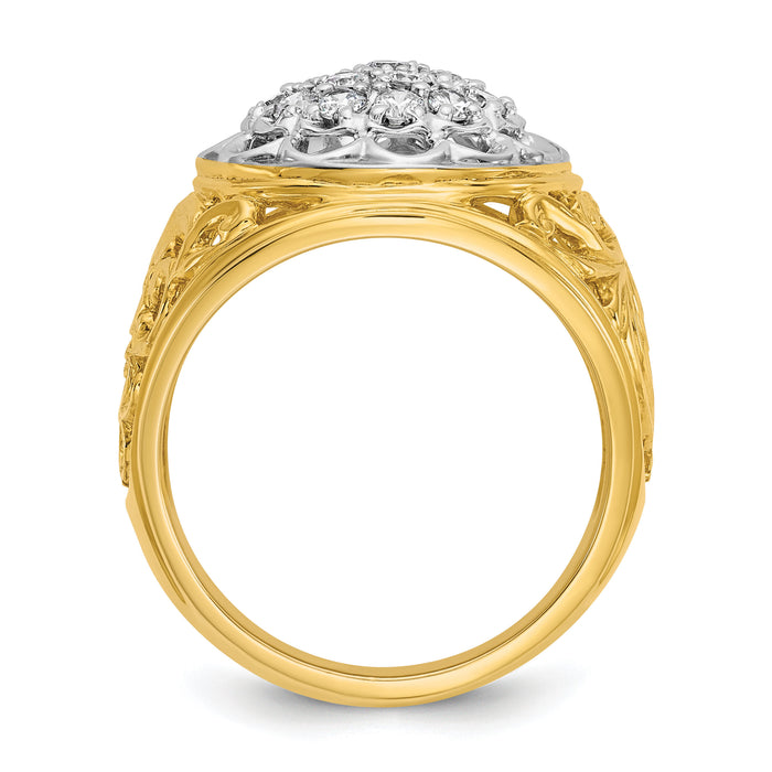14k Two-Tone 1 ct Lab Grown Diamond VS/SI+ G+ Complete Men's Cluster Ring-B01539B