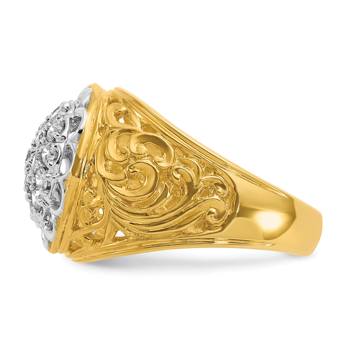 14k Two-Tone 1 ct Lab Grown Diamond VS/SI+ G+ Complete Men's Cluster Ring-B01539B