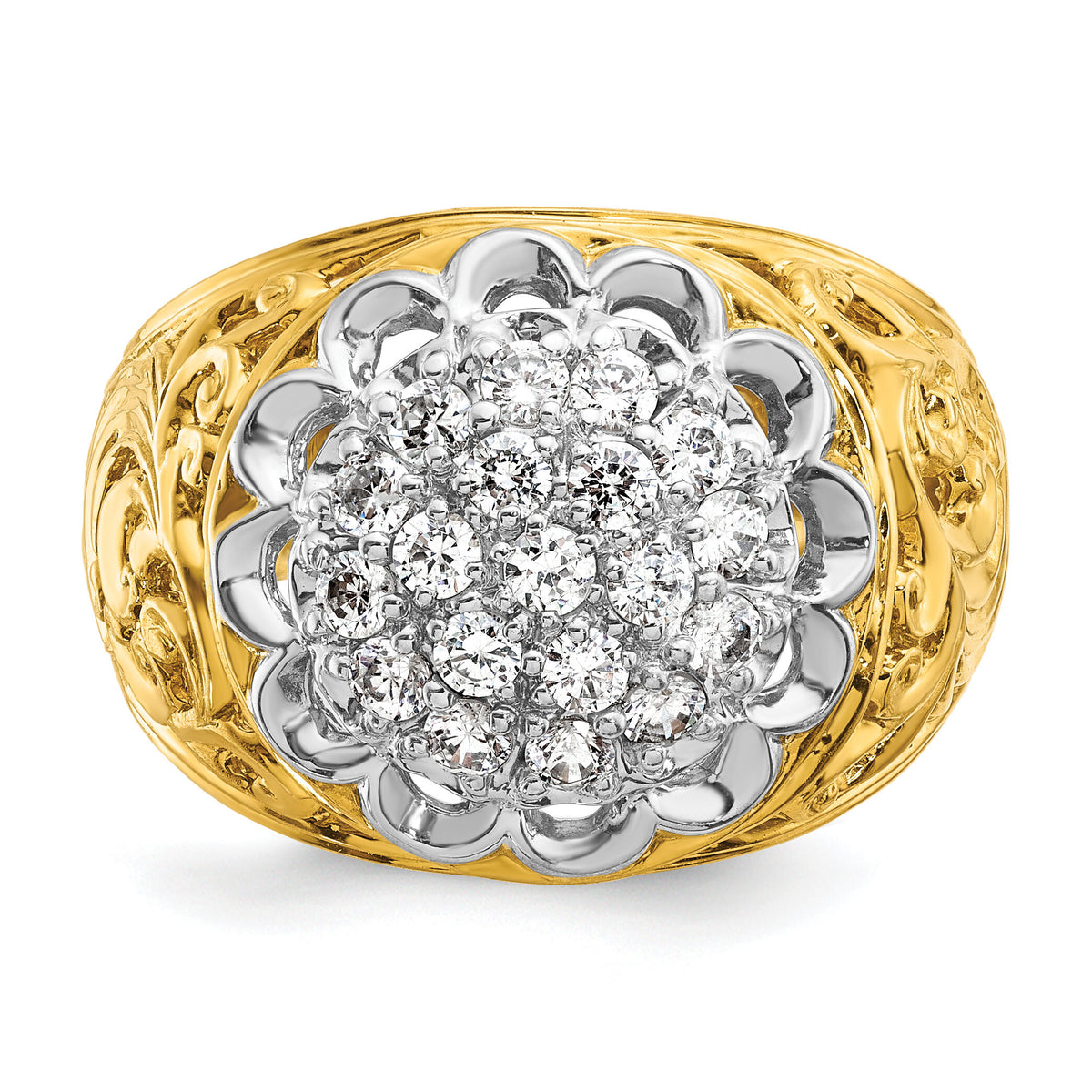 14k Two-Tone 1 ct Lab Grown Diamond VS/SI+ G+ Complete Men's Cluster Ring-B01539B
