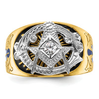 10ktt IBGoodman Men's Enameled & Diamond Blue Lodge Masonic Ring-B01945