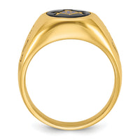 10k IBGoodman Men's Grooved Onyx Blue Lodge Master Masonic Ring-B02048