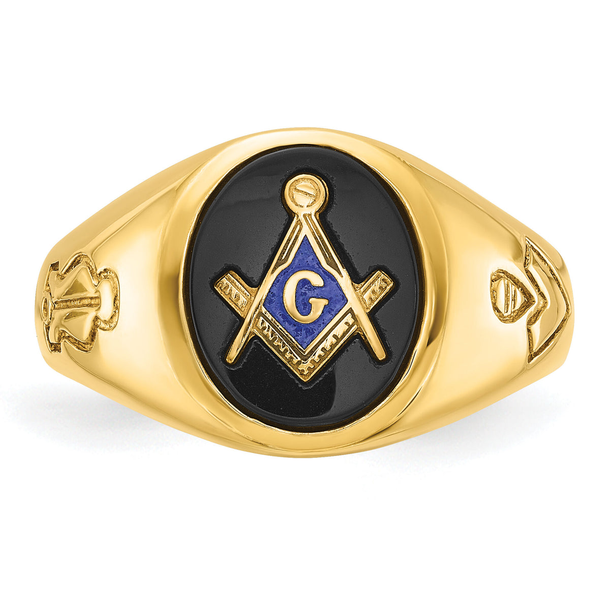 10k IBGoodman Men's Grooved Onyx Blue Lodge Master Masonic Ring-B02048