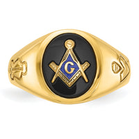 10k IBGoodman Men's Grooved Onyx Blue Lodge Master Masonic Ring-B02048