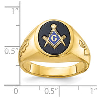 IBGoodman 14k Men's Polished and Grooved with Oval Onyx Blue Lodge Master Masonic Ring-B02048-4YOX