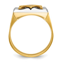 10ktt IBGoodman Men's Textured Blue Lodge Master Masonic Ring-B02077